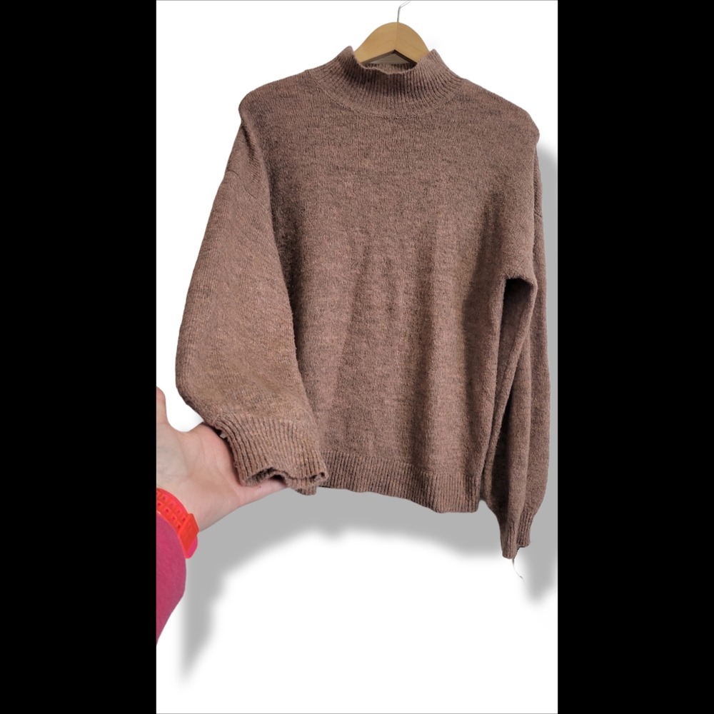 🌿Marled Knit Women's Large Soft Brown Pink Cream Crewneck Sweater - Picture 5 of 10